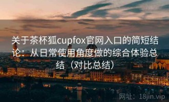 关于茶杯狐cupfox官网入口的简短结论：从日常使用角度做的综合体验总结（对比总结）
