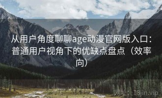 从用户角度聊聊age动漫官网版入口：普通用户视角下的优缺点盘点（效率向）